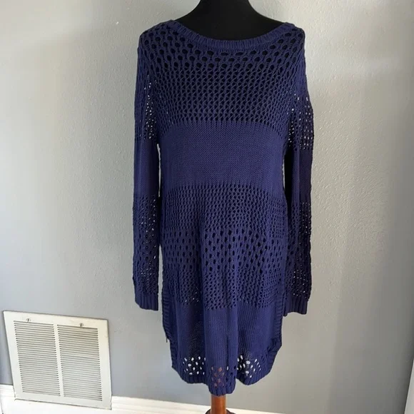 Navy Blue Tommy Bahama Sweater Dress XL soft stretchy comfortable - Picture 2 of 15